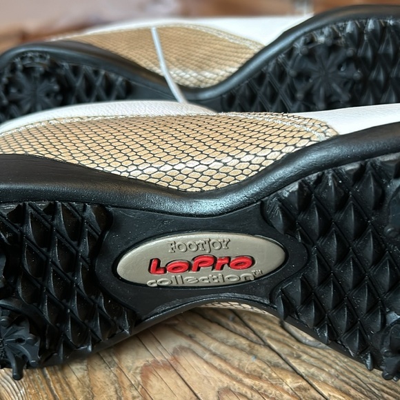 FootJoy LoPro Collection White Tan Oxford Golf Shoes w/Softspikes Mens 7M NWOT - Picture 2 of 9